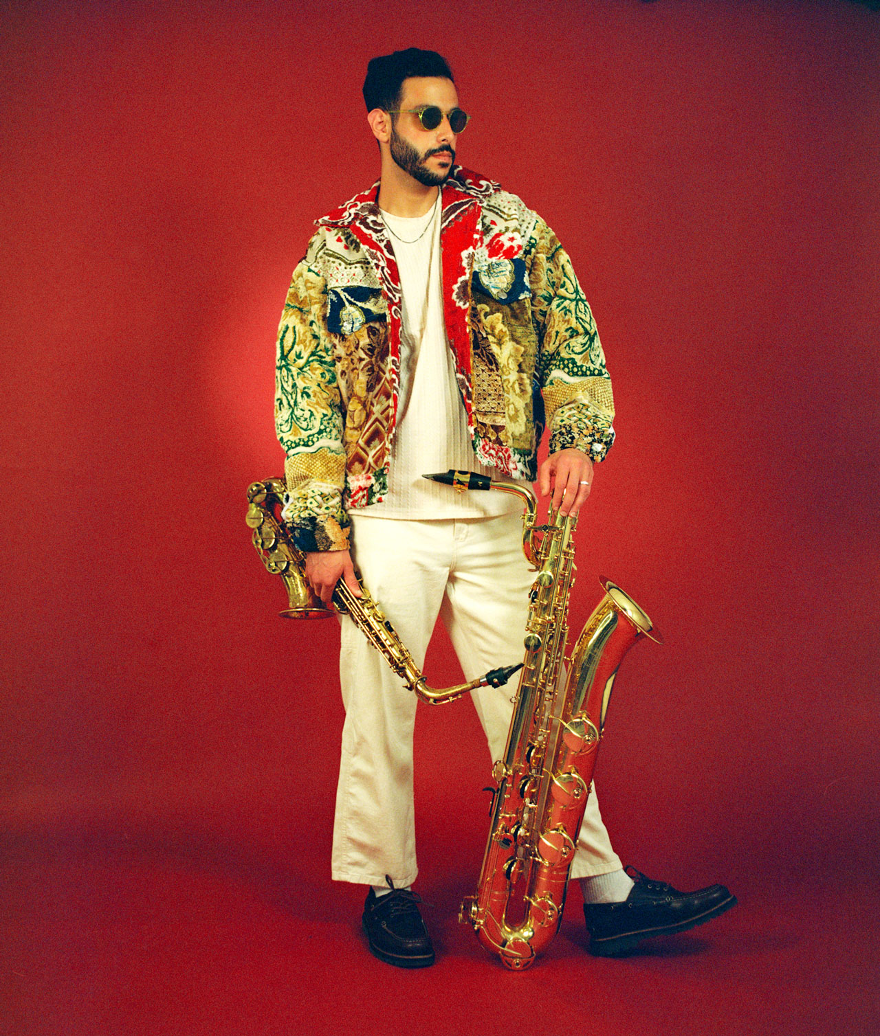 Sam Greenfield ger konsert i Göteborg under Planeta Festival. Här med sin saxofon.