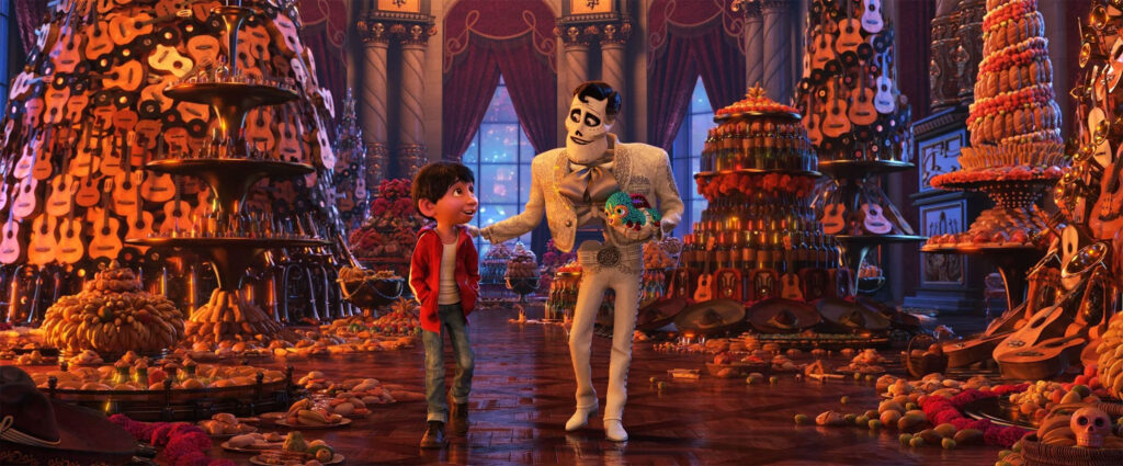 Miguel och hans idol Ernesto de la Cruz i Pixars film Coco